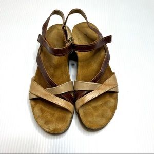 Naot Sophia Brown Leather Sandal Wedges